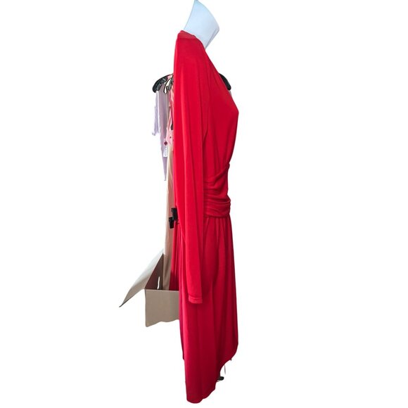 Ralph Lauren Red Ruched Stretch Jersey Surplice Dress NEW Size 4 - Picture 7 of 9